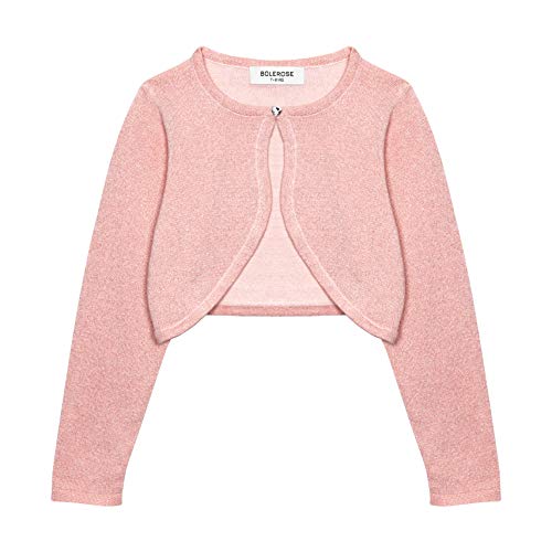 Bolerose Mädchen Langarm Bolero Funkeln Strickjacke Kinder (Babyrosa, 11-12 Jahre) von Bolerose