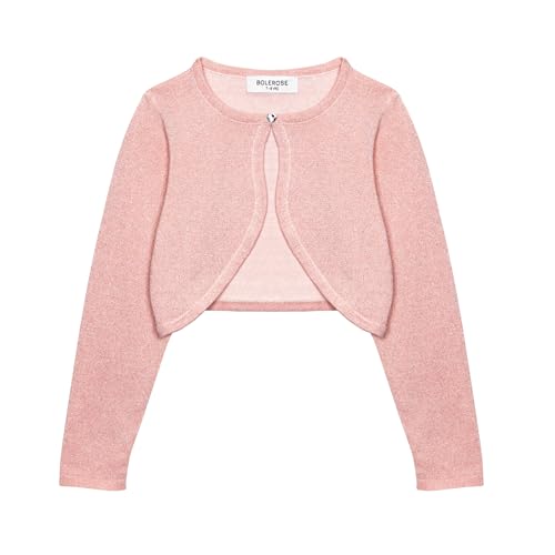 Bolerose Mädchen Langarm Bolero Funkeln Strickjacke Kinder (Babyrosa, 9-10 Jahre) von Bolerose