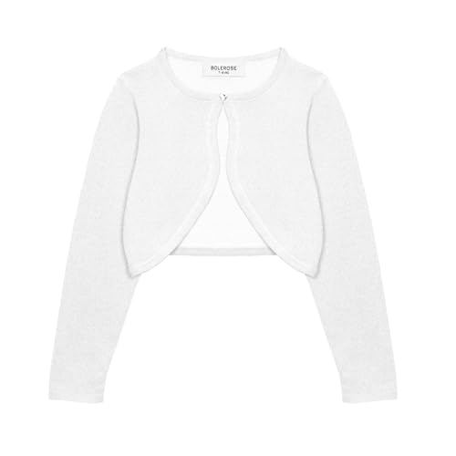 Bolerose Mädchen Langarm Bolero Funkeln Strickjacke Kinder (Helles Silber, 13-14 Jahre) von Bolerose