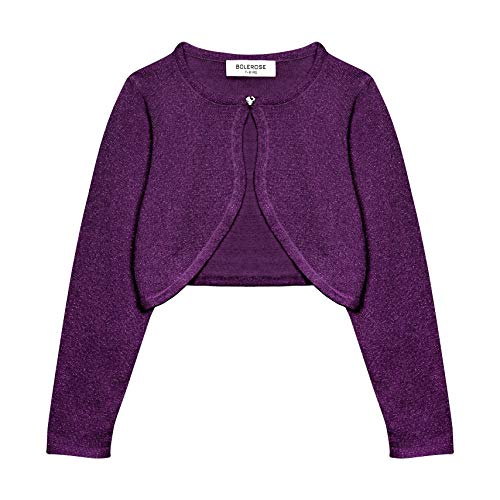 Bolerose Mädchen Langarm Bolero Funkeln Strickjacke Kinder (Lila, 11-12 Jahre) von Bolerose