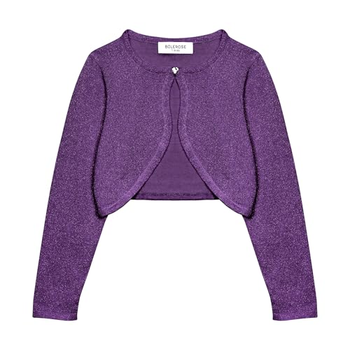 Bolerose Mädchen Langarm Bolero Funkeln Strickjacke Kinder (Lila, 5-6 Jahre) von Bolerose
