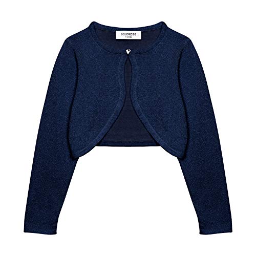 Bolerose Mädchen Langarm Bolero Funkeln Strickjacke Kinder (Nachtblau, 11-12 Jahre) von Bolerose