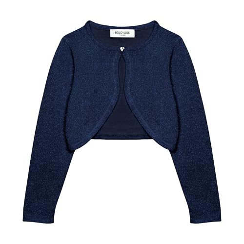 Bolerose Mädchen Langarm Bolero Funkeln Strickjacke Kinder (Nachtblau, 7-8 Jahre) von Bolerose