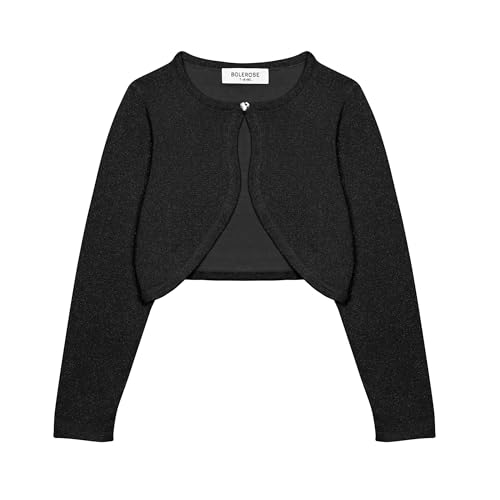Bolerose Mädchen Langarm Bolero Funkeln Strickjacke Kinder (Schwarz, 7-8 Jahre) von Bolerose