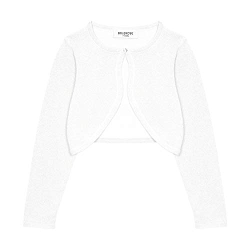 Bolerose Mädchen Langarm Bolero Funkeln Strickjacke Kinder (Weiß - Holografisches Funkeln, 9-10 Jahre) von Bolerose