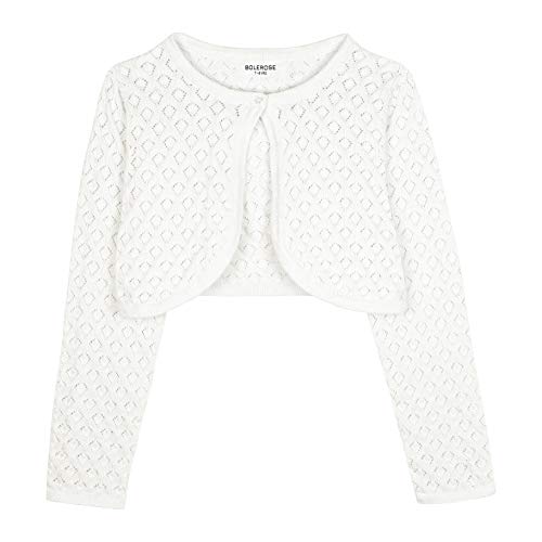 Bolerose Mädchen Langarm Bolero Pointelle-Strickbolero für Kinder (Elfenbein, 11-12 Jahre) von Bolerose