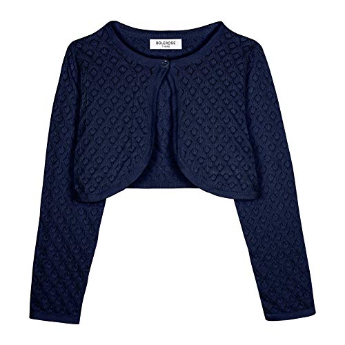 Bolerose Mädchen Langarm Bolero Pointelle-Strickbolero für Kinder (Nachtblau, 5-6 Jahre) von Bolerose