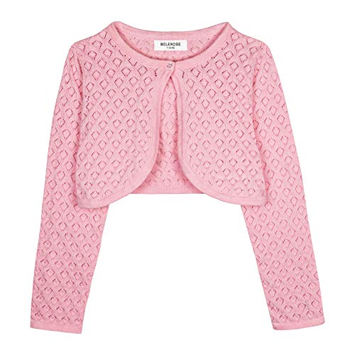 Bolerose Mädchen Langarm Bolero Pointelle-Strickbolero für Kinder (Rosa, 13-14 Jahre) von Bolerose