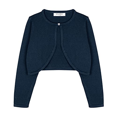 Bolerose Mädchen Langarm Bolero Strickjacke Kinder (Nachtblau, 7-8 Jahre) von Bolerose