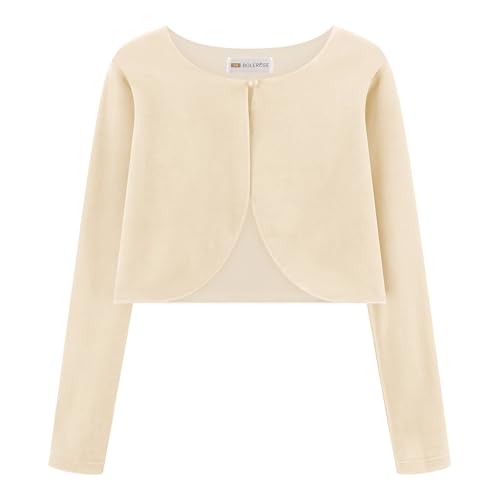 Bolerose Mädchen Lange Ärmel Samt Kinder Kinder Pullover Bolerojäckchen Shrug (Champagnergold, 7-8 Years) von Bolerose