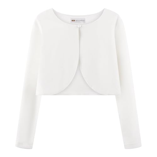 Bolerose Mädchen Lange Ärmel Samt Kinder Kinder Pullover Bolerojäckchen Shrug (Elfenbein, 3-4 Jahre) von Bolerose