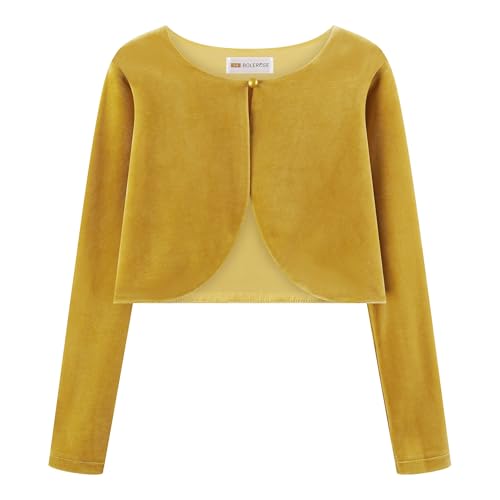 Bolerose Mädchen Lange Ärmel Samt Kinder Kinder Pullover Bolerojäckchen Shrug (Gold, 9-10 Jahre) von Bolerose