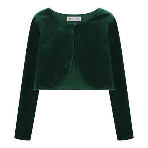 Bolerose Mädchen Lange Ärmel Samt Kinder Kinder Pullover Bolerojäckchen Shrug (Grün, 13-14 Years) von Bolerose