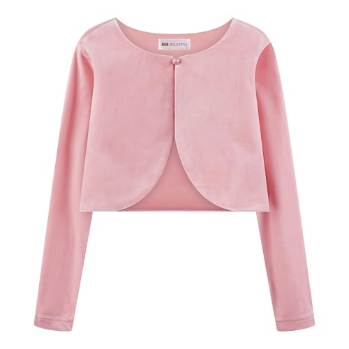 Bolerose Mädchen Lange Ärmel Samt Kinder Kinder Pullover Bolerojäckchen Shrug (Zartrosa, 9-10 Jahre) von Bolerose