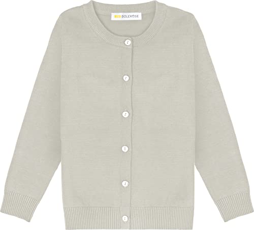 Bolerose Mädchen Lange Ärmel Schuluniform Kinder Cardigan (Grau, 11-12 Jahre) von Bolerose