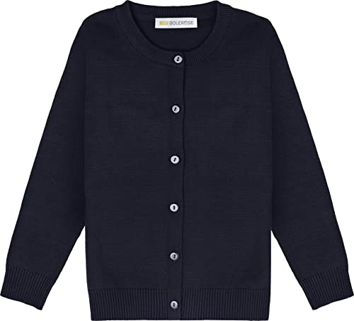 Bolerose Mädchen Lange Ärmel Schuluniform Kinder Cardigan (Nachtblau, 13-14 Jahre) von Bolerose