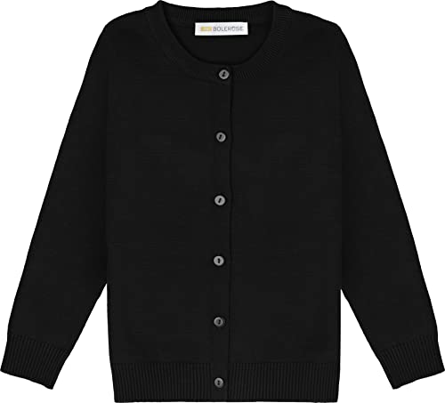 Bolerose Mädchen Lange Ärmel Schuluniform Kinder Cardigan (Schwarz, 5-6 Jahre) von Bolerose