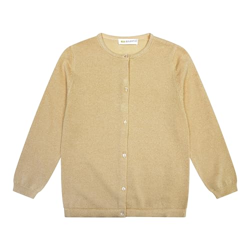 Bolerose Mädchen Lange Ärmel mit Knöpfen Glitzer Kinder Kinder Cardigan (Gold, 13-14 Jahre) von Bolerose