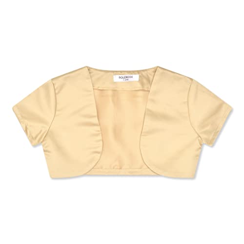 Bolerose Mädchen Satin Kurze Ärmel Bolerojäckchen Kinder Kinder Shrug (Gold, 7-8 Jahre) von Bolerose