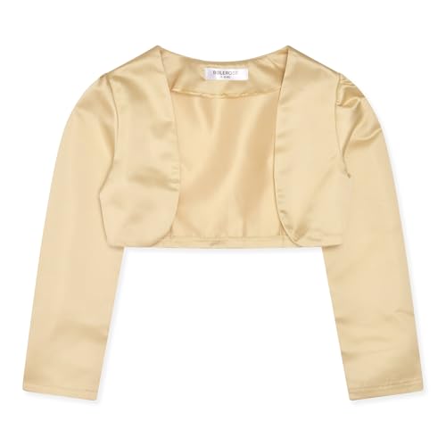 Bolerose Mädchen Satin Lange Ärmel Bolerojäckchen Kinder Kinder Shrug (Gold, 5-6 Jahre) von Bolerose