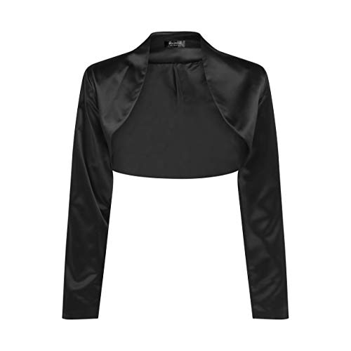 Bolerose formal Satin Langen Ärmel Bolero (Schwarz, 3XL) von Bolerose