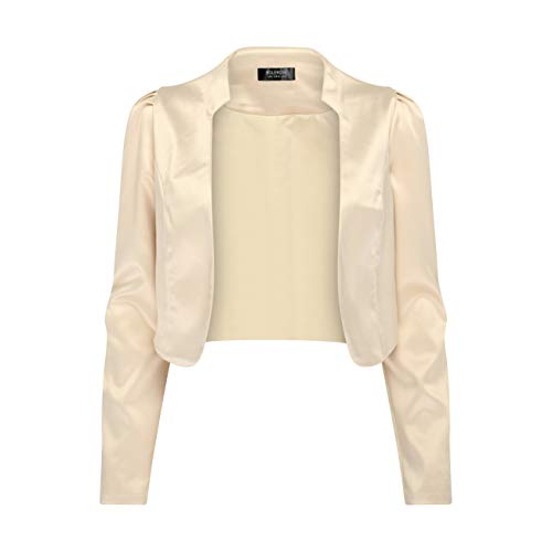 Bolerose formal Satin Langen Ärmel Bolero Jacke (Champagner, 5XL) von Bolerose