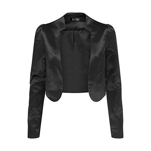 Bolerose formal Satin Langen Ärmel Bolero Jacke (Schwarz, 5XL) von Bolerose