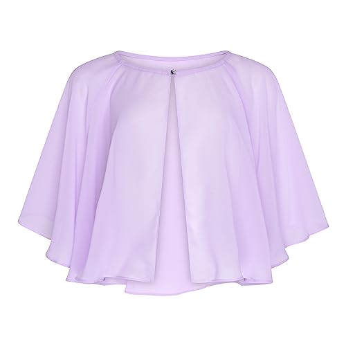 Bolerose weich Hochzeit Umhängetuch Abend Durchsichtiges Chiffon Überwurf Umhang Schultertuch (Flieder, Einheitsgröße) von Bolerose