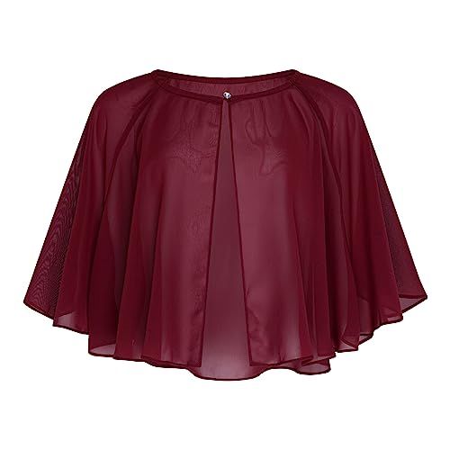 Bolerose weich Hochzeit Umhängetuch Abend Durchsichtiges Chiffon Überwurf Umhang Schultertuch (Weinrot, Einheitsgröße) von Bolerose