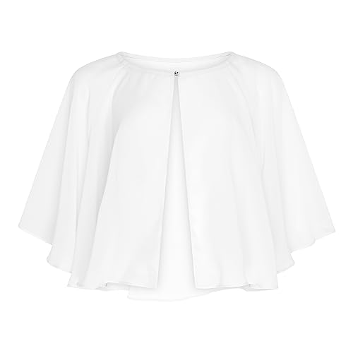 Bolerose weich Hochzeit Umhängetuch Abend Durchsichtiges Chiffon Überwurf Umhang Schultertuch (Weiß, Einheitsgröße) von Bolerose