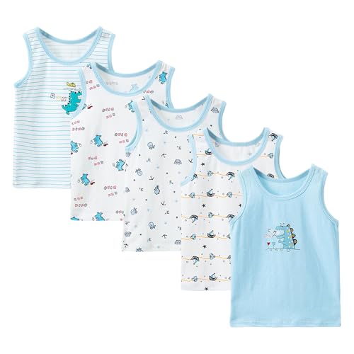 Boletochic 2-10 Jahre Jungen Unterhemden Baumwolle Ärmellos Unterwäsche Knaben Atmungsaktiv Weich Tank Tops 5er Pack von Boletochic