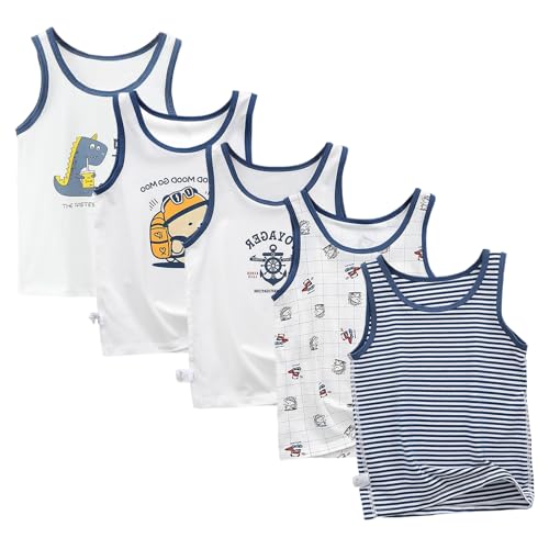 Boletochic 2-10 Jahre Jungen Unterhemden Baumwolle Ärmellos Unterwäsche Knaben Atmungsaktiv Weich Tank Tops 5er Pack von Boletochic