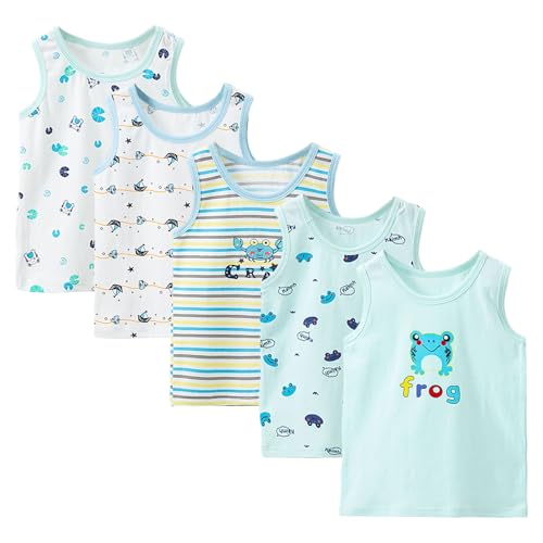 Boletochic 2-10 Jahre Jungen Unterhemden Baumwolle Ärmellos Unterwäsche Knaben Atmungsaktiv Weich Tank Tops 5er Pack von Boletochic