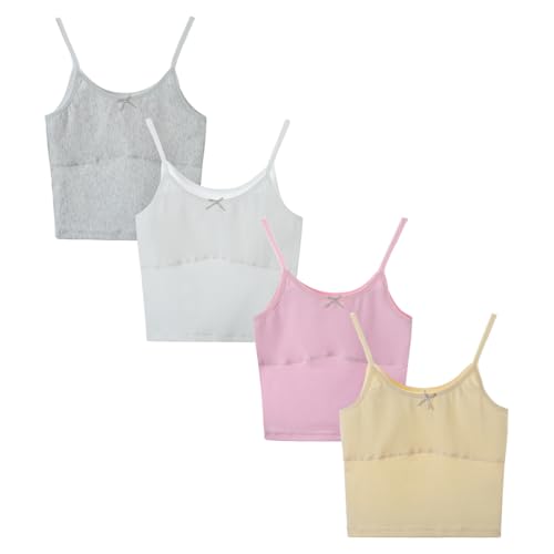 Boletochic 7-12 Jahre Mädchen Unterhemd mit leichten Polstern Teenager-Mädchen-Camisole aus Baumwolle Tanktops Trainings BHS Unterhemden 4Pack Boletochic 7-12 Jahre Mädchen Unterhemd mit leichten Polstern Teenager-Mädchen-Camisole aus Baumwolle Tanktops Trainings BHS Unterhemden 4Pack von Boletochic