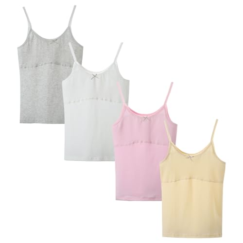 Boletochic 7-12 Jahre Mädchen Unterhemd mit leichten Polstern Teenager-Mädchen-Camisole aus Baumwolle Tanktops Trainings BHS Unterhemden 4Pack von Boletochic