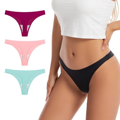 Boletochic String Tanga Damen, No Show Unsichtbar Strings Höschen Atmungsaktiv T-Back Stretch Unterwäsche für Damen 3 Pack von Boletochic