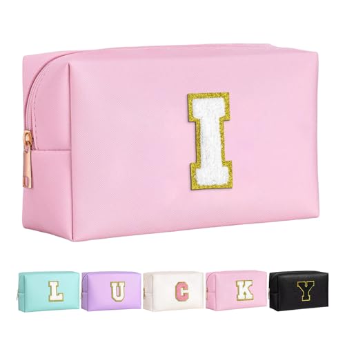 Make-up Tasche für Mädchen und Frauen, personalisierte Make-up Taschen mit Initialen wasserdichter PU Leder Reißverschluss Kulturbeutel Kosmetiktasche von Boletochic