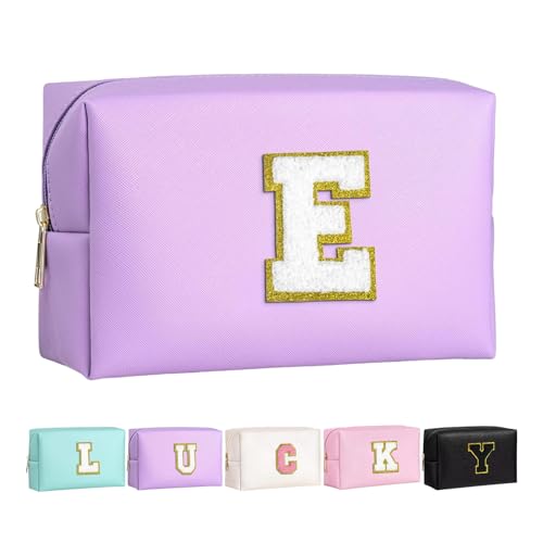 Make-up Tasche für Mädchen und Frauen, personalisierte Make-up Taschen mit Initialen wasserdichter PU Leder Reißverschluss Kulturbeutel Kosmetiktasche von Boletochic