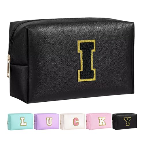 Make-up Tasche für Mädchen und Frauen, personalisierte Make-up Taschen mit Initialen wasserdichter PU Leder Reißverschluss Kulturbeutel Kosmetiktasche von Boletochic