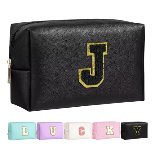 Make-up Tasche für Mädchen und Frauen, personalisierte Make-up Taschen mit Initialen wasserdichter PU Leder Reißverschluss Kulturbeutel Kosmetiktasche von Boletochic