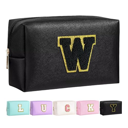 Make-up Tasche für Mädchen und Frauen, personalisierte Make-up Taschen mit Initialen wasserdichter PU Leder Reißverschluss Kulturbeutel Kosmetiktasche von Boletochic