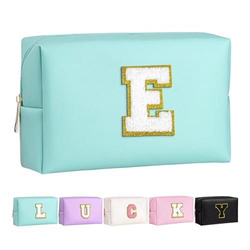 Make-up Tasche für Mädchen und Frauen, personalisierte Make-up Taschen mit Initialen wasserdichter PU Leder Reißverschluss Kulturbeutel Kosmetiktasche von Boletochic