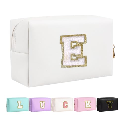 Make-up Tasche für Mädchen und Frauen, personalisierte Make-up Taschen mit Initialen wasserdichter PU Leder Reißverschluss Kulturbeutel Kosmetiktasche von Boletochic