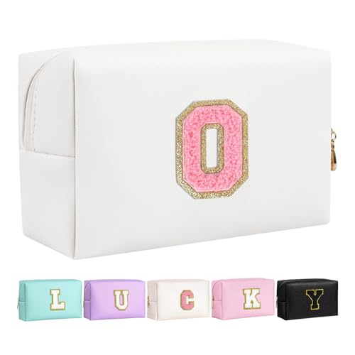 Make-up Tasche für Mädchen und Frauen, personalisierte Make-up Taschen mit Initialen wasserdichter PU Leder Reißverschluss Kulturbeutel Kosmetiktasche von Boletochic