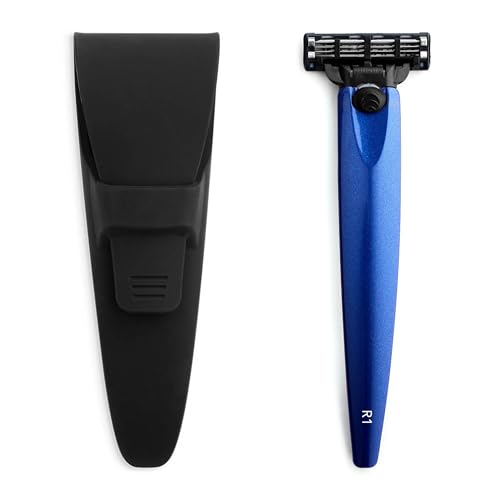 Bolin Webb Rasiermesser und Reiseetui Ausgestattet mit Gillette Mach3 Klingenpatrone, Luxus-Rasierer für Herren, Geschenk im R1-Stil (Gelb) (Ozeanblau) von Bolin Webb