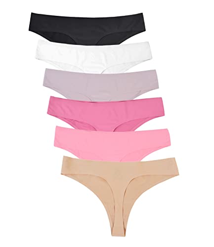 Bolivelan Pack of 6 Womens Mid-Rise Seamless Thongs Comfy Underwear G-Strings Panties (Multicolor,US4) von Bolivelan