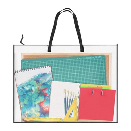 Bollisate Künstlertasche,48 x 64 cm Poster Tragebox Mit Griff Und Reißverschluss | Klare Tragetasche Für Kunstwerk Aufbewahrung Schüler Lehrer von Bollisate