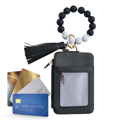 Bollisate Schlüsselanhänger Armband Geldbörse | Kartenhalter mit Perlenquaste und Armband - Kartenetui für Damen - Party Verabredung Geburtstag Feiertag Urlaub Einkaufen Reisen von Bollisate