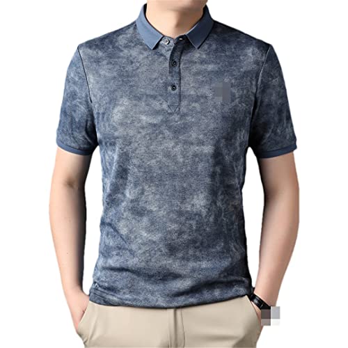 Baumwolle Herren Poloshirts Kurzarm Batikfärbung Stickerei Golf Herren T-Shirts Slim Fit Mann Tees, blau, M von Bollrllr