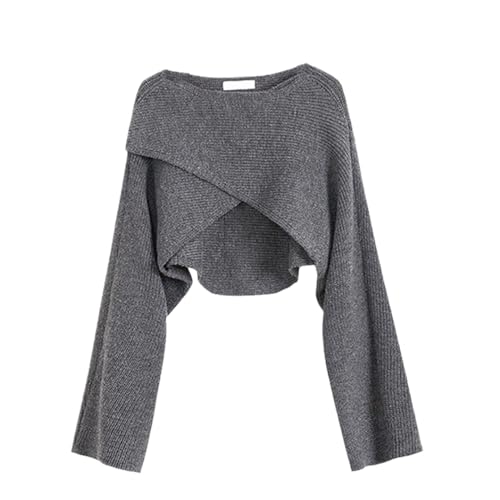 Bollrllr Frauen Kurze Pullover Pullover 2023 Herbst Gestrickte Lange Ärmel Unregelmäßigen Pullover Gray One Size Bollrllr Frauen Kurze Pullover Pullover 2023 Herbst Gestrickte Lange Ärmel Unregelmäßigen Pullover Gray One Size von Bollrllr